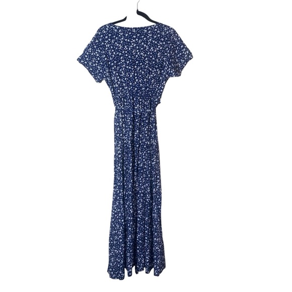 100% Ecovero Viscose by Twik Blue Wrap Maxi Dress with Cowl Neck - Picture 4 of 8